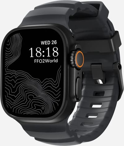 Stravo TrailFit Zacht Siliconen Bandje – Geschikt voor Apple Watch 46mm (Series 11/10), 45mm (Series 9/8/7), 44mm (Series 6/5/4, SE 3/2/1), 49mm (Ultra 3/2/1) – Robuust Outdoor Horlogebandje – Zwart