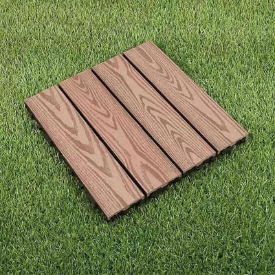 Klikvloer Hout Kunststof - Terrastegels Tuin - Buitenruimte Verfraaien - Eenvoudige Installatie - 12 Stuks - Bruin