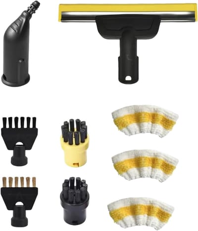 Stoomreiniger Accessoires - Reinigingsset Reserveonderdelen - Moeilijke Plekken Reinigen - Compleet 9-delig - 9 stuks - Geel Zwart