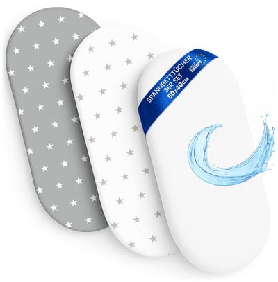 Hoeslaken Kinderwagen Baby Hoeslakenset Set van 3: 40x80 cm - 2x lakenset + 1x waterdichte matrasbeschermer - Babybed Accessoires voor Kinderbedje Aanschuifbed Wiegje 40 x 80
