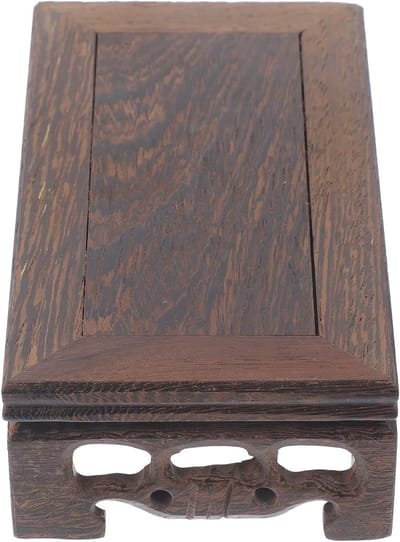 Rechthoekige Bonsai Plantstand van Massief Hout, 13 cm, Vintage Tafelornament, Stevige Pedestal voor Kleine Bloempotten, Ideaal voor Woonkamer en Tuin Decoratie