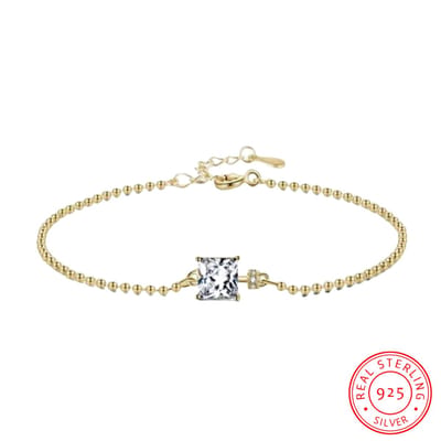 Borasi Square Zirkonia Armband | Vierkant Zirkonia Armband | Sterling 925 Zilver | Goldplated | Dames Armband |