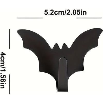 2 stuks Metalen Vleermuis Haken | Zonder Boren Plak Haken voor Badkamer, Keuken en Garderobe | Ideaal voor Halloween, Universeel, Herfst, Winter Decoraties 2pcs zwart