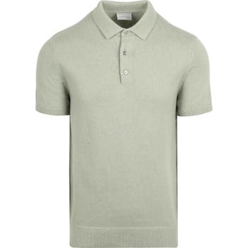 Suitable Heavy Knitted Polo Raw Lichtgroen - Maat XXL - Heren - Polo shirt Heren met Korte mouw