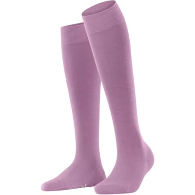 FALKE Softmerino lang eenkleurig wol katoen kniekousen dames roze - maat 35-36