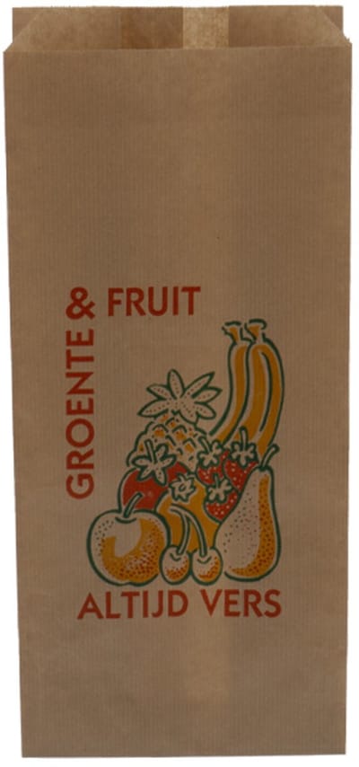Papieren zak 3 pond kraft (Nr. 3) – groente en fruit ‘Altijd Vers’ – Doos 10 kg