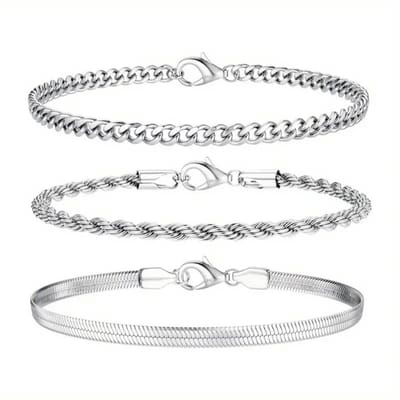 Livano Armband - Staal - Nep Zilver - Dames - 3 St - Zilver