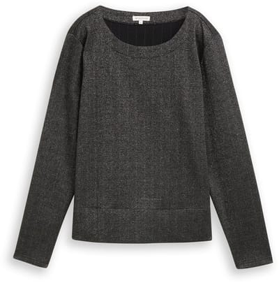 Tom Tailor - Shirt met lange mouwen met glittereffect - Maat XL - glitter fabric