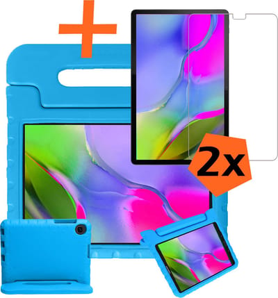 Hoesje - Geschikt voor Samsung Galaxy Tab A 10.1 (2019) - Met 2x Screenprotector - Kinderhoes Shockproof Bumper - Kidsproof Case - Tablet Hoes - Kinder Hoes Cover - Blauw