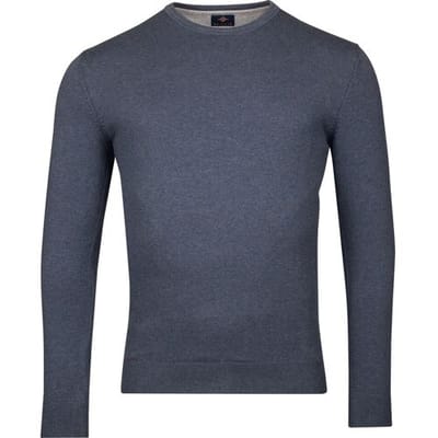 Baileys Trui Luxury Pima Cotton Uni Color Crew Neck Single Knit Deep Denim Blue / male