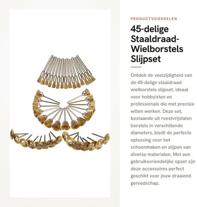 Dailygoods- Wielborstels 45-delige set - Roestvrij staal - Diameter 25/10/5 mm - Duurzaam - Polijstaccessoires - Voor draaiend gereedschap - Borstelset