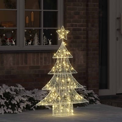 vidaXL Kerstboom 100 LED's Warmwit 120 cm Acryl
