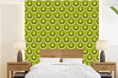 Behang - Fotobehang Patronen - Retro - Regen - Druppel - Groen - Breedte 220 cm x hoogte 240 cm