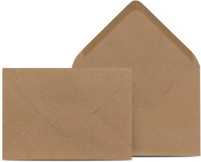 Enveloppen C6 - Kraftpapier Omslagen - Kaarten Versturen - Puntige Klep - 75 Stuks - Bruin