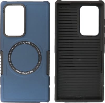 Hoesje Geschikt voor de Samsung Galaxy S21 Ultra - Schokbestendige Telefoonhoesje Geschikt voor MagSafe - Navy