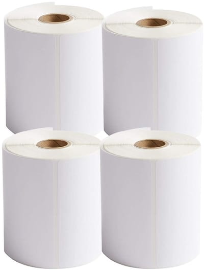 Dailygoods- Thermische Etiketten 1000 Stuks - 4 Rollen - 4" x 6" (101mm x 152mm) - Blanco Wit - Thermisch Verzendlabel - Geschikt voor Printers - Verzendlabels