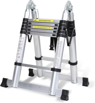 Telescopische aluminium ladder 3,8 m - Multifunctionele vouwladder voor binnen en buiten, 150 kg belastbaar