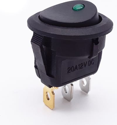 Wipschakelaar 12V Rond - Groene LED indicator - Auto/Boot/Camper per 100 stuk