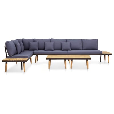 vidaXL - Loungeset - 7-zits - met - kussens - massief - acaciahout - bruin