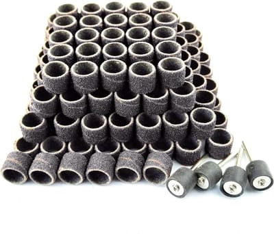 Dailygoods- Schuurdrum 80# 13mm Industrieel Niveau - Schuurbanden 180pcs - Opspandoorn 4pcs - Draaigereedschap Accessoires - Vlakke/Bogen Oppervlakken - Professionele Kwaliteit - Schuurband