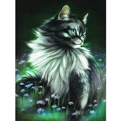 Diamant Schilderij Kat Dier Diamant Geborduurd Dier Kat Strass Schilderij Hobby Kunst Decoratie 20X30CM gray