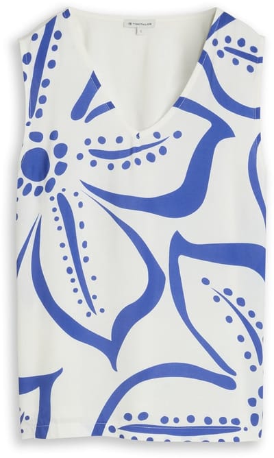 Tom Tailor - Top met bloemenpatroon - Maat XL - Whisper White