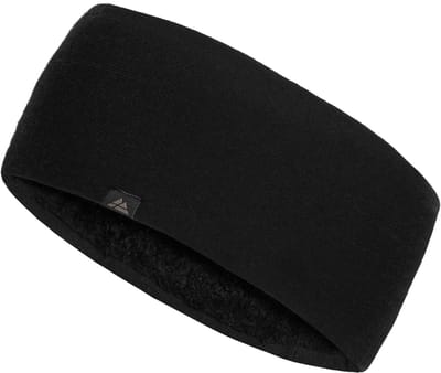 DANISH ENDURANCE Merino wol Hoofdband - met Thermische Fleece Voering - Warme Functionele Bandana Unisex - Zwart - Maat S/M