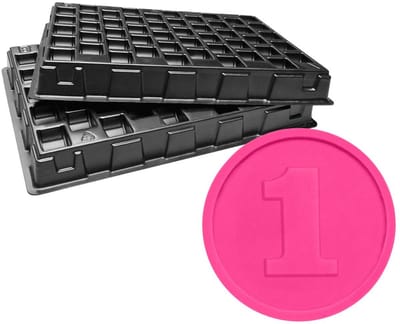 CombiCraft reliëfmunt 1 met 2 telbakken in neon roze - 1000 munten