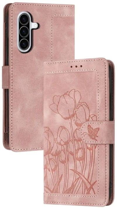 Hoesje Geschikt voor Samsung Galaxy A57 | Portemonnee Tulpen Book Case | Beschermhoes | Magneet Sluiting | Roze