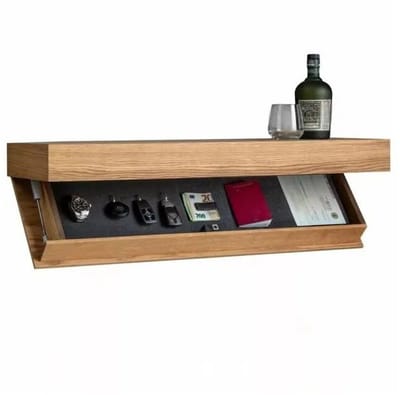 Allero Zwevende Wandplank - Wandplank - Houten Wandrek - Met Verborgen Opbergruimte - 40x24x7,2 cm - Designrek - Natuurlook