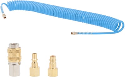 Spiraalslang PU | Professioneel | Binnen Ø 5 / Buiten Ø 8 mm | 1/4 buitendraad | 10 meter | 10 bar | Incl nippels
