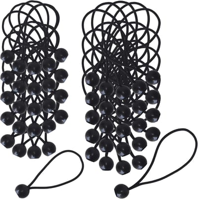 50 stuks spanrubbers met kogel, zwart, 15 cm + 18 cm, zeilspanners, rubberen lussen, expanderlussen, tentrubbers, tentrubber voor tenten, rubberen spanners met bal, dekzeilen, affiches,