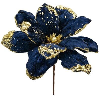 Clayre & Eef Kunstbloem Kerstster Ø 24x27 cm Blauw Kunststof