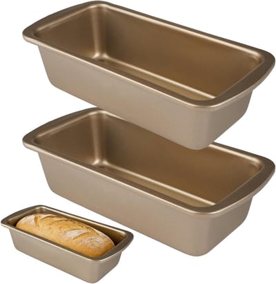 Set van 2 Rechthoekige Bakvormen voor Brood, 19.5x9.5CM, Antiaanbaklaag, Ideaal voor Brood, Taarten en Pudding, Duurzaam Staal voor Perfect Bakresultaat