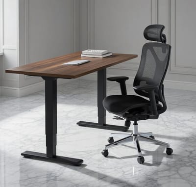 ErgoRise Pro Elektrisch Zit-Sta Bureau 140x80 cm met Dubbele Motor, Geheugenfunctie & Anti-Botsing – Zwart/Bruin House&Garden