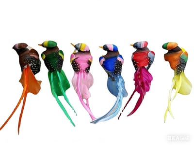 Dailygoods- Kunstvogels 6 Stuks - Kunstmatige Vogelornamenten - Vogeldecoratie Voor Buiten - Kleurrijke Veren - Realistisch Ontwerp - 14 x 3 x 3 cm - Vogelornament