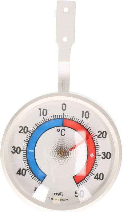 TFA Raam Thermometer - analoog - kunststof - wit - 7 x 12 cm - binnen en buiten