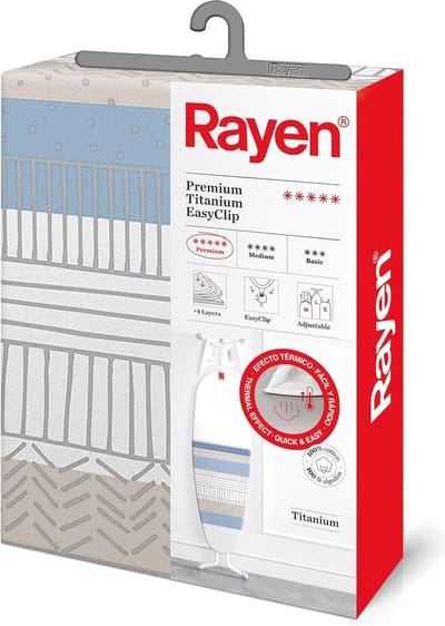 Universale strijkplankovertrek met EasyClip, 130 x 47 cm, met schuim en molton, titanium kwaliteit