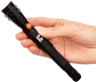 Telescopische Magneetpen met LED Lamp - Magnetisch Oppak Gereedschap -360°-rotatie - Uitschuifbaar tot 56.5CM - Magneetvoet - Zwart