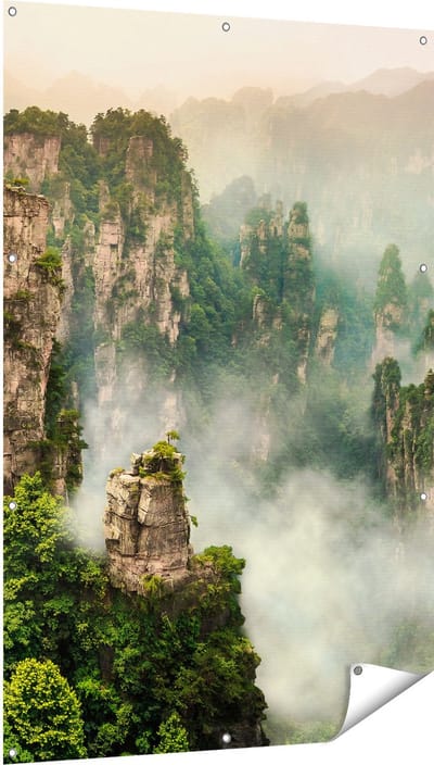 Gards Tuinposter Zhangjiajie Klif Bergen in China - 100x150 cm - Tuindoek - Tuindecoratie - Wanddecoratie buiten - Tuinschilderij