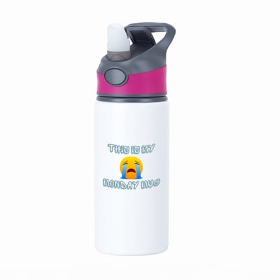 Hacebo® - This is my monday mug waterfles met rietje roze - Quotes - maandag - dit is mijn maandag mok - verjaardagscadeau - kado - gift - geschenk - huil emoji - water fles - 650ML
