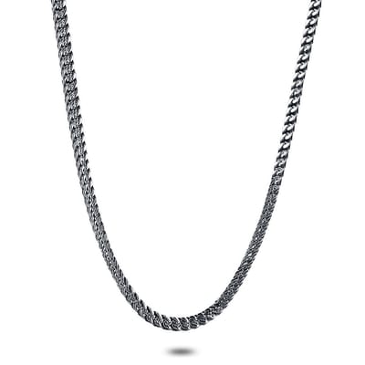 Twice As Nice Halsketting in edelstaal, vierkante gourmet, 4 mm 50cm