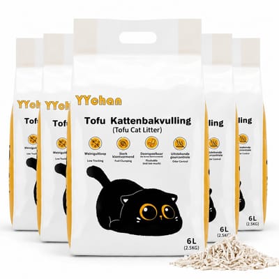 YYCHAN Tofu Kattenbakvulling klontvormend –36L=15KG – 1.5mm Ultra-klontvormend – Natuurlijk & Biologisch Afbreekbaar – Stofvrij
