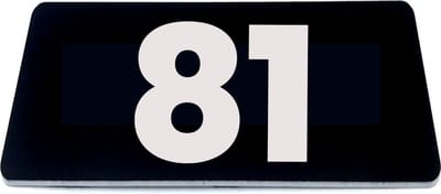 Nummerplaatje 81 - 80 x 50 x 1,6 mm - Zwart/wit - incl. 3M-tape | Nummerbordje - Deur en kamernummer - brievenbusnummers - Gratis verzending - 5 jaar garantie