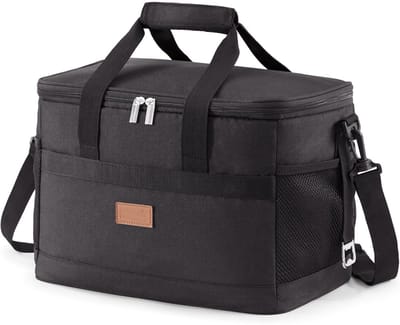 TOVBMUP 20L Koeltas - Grote opvouwbare ijsmand - IJsbox - Geïsoleerde tas - Geïsoleerde tas - Picknicktas voor voedseltransport - Zwart