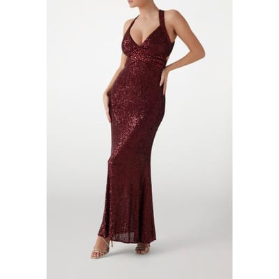 GUESS Marciano By  Milana Sequin Gown Dark Jam Red Multi Taglia: 38 | Maxi abiti Outlet | Donna | Rosso