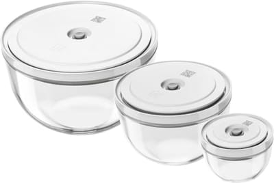 Glazen Vacuum Kom Set van 3 - Vershoudsystemen voor Efficiënt Koken en Serveren