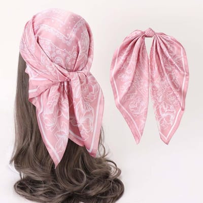 70*70Cm Vierkante Zijden Sjaal Dames Satijnen Haarzakdoek Print Vrouwen Hoofdband Bandana Kleine Nekwarmer Hijab Dame Meisje Sjaals 70x70cm pink