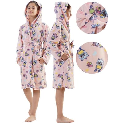 Robe de chambre enfant fille polaire à capuche mignonne chaude 13/14 158 beige