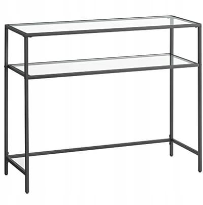 Glazen console tafel zwart – Modern design met gehard glas – 100 x 35 x 80 cm – Metalen frame